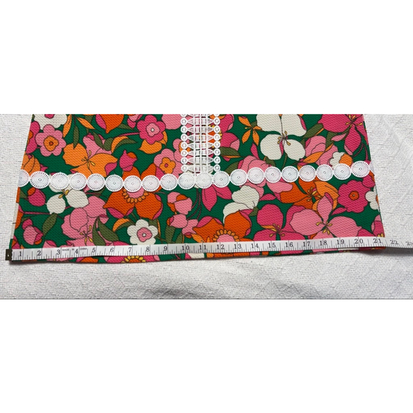 NWT Eliza J Retro Style Bold Multi-color Floral Lace Trim Mini Shift Dress SZ 4 - Picture 9 of 12